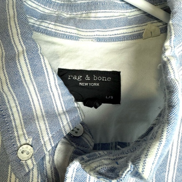 Rag & Bone Fit 2 Button down Shirt blue white Large - Picture 3 of 7